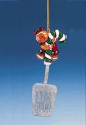Gingerbread Kisses Girl Holding Spatula Kitchen Utensil Christmas Ornament 5"