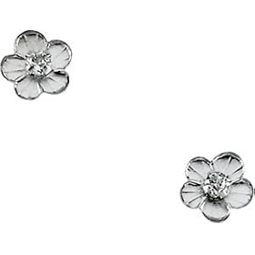 14K White Gold Childrens Daisy With Cz Earring