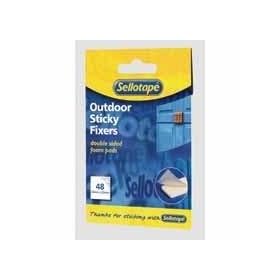 Sellotape Outdoor Sticky Fixers Double Sided Foam Pads 20mm x 20mm Pack of 48