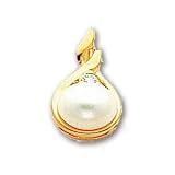 14k 7mm Pearl AA Diamond pendant
