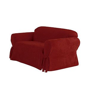 Soft Suede Loveseat Slipcover - Burgundy