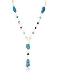 Sunrise Turquoise Multi-Genuine Stone Rosary "Y" Shaped Necklace, 16"+ 3"
