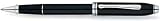 Cross Townsend Black Lacquer/Rhodium Plated Selectip Rolling Ball Pen with Rhodium Plated Appointments