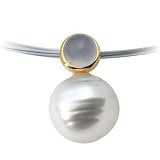 14K Yellow or White Gold Paspaley South Sea Cultured Pearl and Chalcedony Pendant - Various Sizes