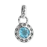 .925 Sterling Silver & Brilliant Blue Topaz Pendant.