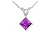 Amethyst Solitaire Pendant : 14K White Gold - 1.00 title=