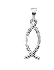 CleverEve Designer Series Sterling Silver Ichthus Fish Pendant Polished 22.00 x 09.00mm