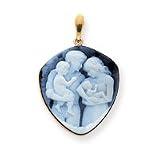14k Family Stone Agate Cameo Pendant