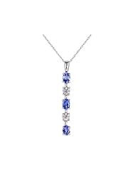 10k White Gold Diamond and Tanzanite Drop Pendant