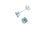 Sterling Silver 6mm Princess-Cut CZ Fashion Birthstone Earring in 6 Prong Setting, March