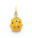 Yellow And Black Enameled Ladybug Charm, 14K Yellow Gold