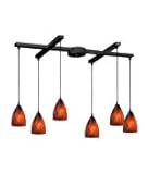 IMAGE OF ELK Lighting 406-6ES Classico 3 Light Island Light in Dark Rust with Espresso glass