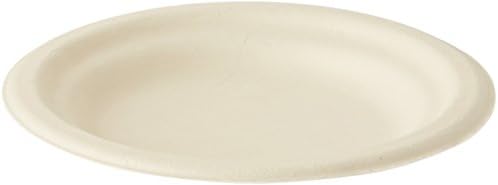Ecopro EPPL010 Bamboo Fiber Round Disposable Plate, 4" Diameter x 15/32" Height (Case of 50)