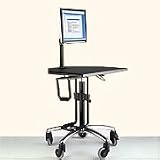 Mobile Computer Stand with LCD Mount, CPU Holder and Adjustable Work Surface - Black