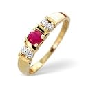 Ruby and Diamond Ring in 9 Ct Gold with 0.1 Ct of Diamonds