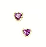 14k Yellow 5 mm Heart Alexandrite-Pink CZ Earrings