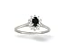 14K White Gold Genuine Oval Black Onyx and Diamond Ring