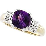 14K Two Tone Amethyst Ladies Ring