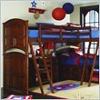 Three Twin Beds Lea Deer Run Wood Loft Triple Bunk Bed in Brown Cherry