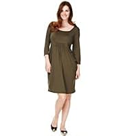 Plus Drape Pockets Elasticated Front Tunic Dress