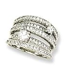 Five band with scattered clear CZ Sterling Silver Ring