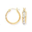 14K 2-TONE DIAMOND CUT HOOP EARRINGS