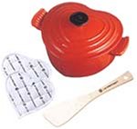 Le Creuset ココット・ダムール (ギフトセット:鍋つかみ、木ベラ付き) 19cm チェリーレッド