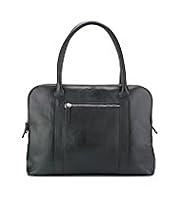 Leather Front Zip Pocket Tote Bag
