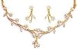 Gift for Her - Gold Plated Earring and Necklace Sets Cubic Zirconiz (kns1412r)