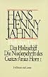 Werke in Einzelb�nden. Hamburger Ausgabe: Flu� ohne Ufer I: Das Holzschiff. Die Niederschrift des Gustav Anias Horn I. (Roman in 3 Teilen: Bd. 1): Bd. 3