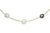 9-10mm Cultured South Sea Golden, White and Black Tahitian Pearl 14K Gold Necklace