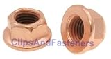 25 M10-1.25 Flange Exhaust LockNut Copper Plated 14mmHx