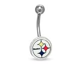 014 Gauge Pittsburgh Steelers Belly Button Ring in Stainless Steel NON-GOLD BODY