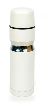 Robust white stainless steel vacuum insulated flask