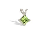 14K White Gold Genuine Square Peridot Pendant