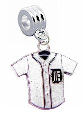 Detroit Tigers GLITTER JERSEY Charm with Connector - Universal Slide On Charm - 