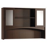 Brighton Series Double-Height Glass Door Hutch, 72w x 15d x 50-1/2h, Mocha (MLNBTDHG72LDC) Category: Wood Hutches