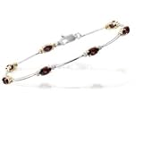 0.07 Cts Diamond & 1.61 Cts Garnet Bracelet in 14K Two Tone Gold