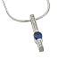 0.10 Ct.T.W. Round Brilliant Cut Diamonds, Round Cut Blue Sapphire, 14Kt. White Gold Earrings