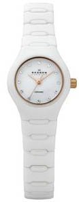 Skagen #816XSWXRC1 Women's Rose Gold Trim Petite White Ceramic Watch