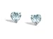 14K White Gold Genuine Heart Aquamarine Stud Earrings