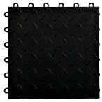 Garage Floor Tiles - 12" x 12" Black Diamond Plates Set of 30 - 6 Tab Interlocking Tiles - Durable PVC