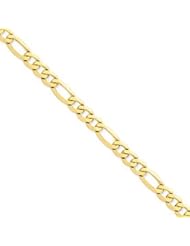 14k Gold 7.5mm Flat Figaro Chain 22 Inches