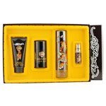 ED HARDY by Christian Audigier Gift Set for MEN: EDT SPRAY 3.4 OZ & HAIR AND BODY WASH 3 OZ & ALCOHOL FREE DEODORANT STICK 2.75 OZ & EDT SPRAY .25 OZ MINI