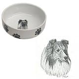 Sheltie Paw Print Bowl, Porcelain by Rosalinde (7 in. x 2.5 in. deep)