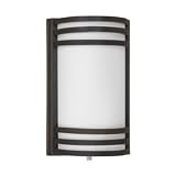 American Fluorescent TRW213RBEC Trillium Outdoor Sconce, Half Cylinder with Triple Metal Bands, Oil Rubbed Bronze 26W