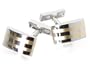 Beveled Gold and Silver Bar Cufflinks with Gift Box