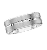 Men`s 14kt. White Gold, 8mm Carved Wedding Band