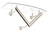 Produkt-Bild: Wandkonsole aus satiniertem Stahlrohr in Edelstahloptik, Ablage aus Sicherheitsklarglas, Breite 58c