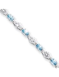 Sterling Silver Blue Topaz & CZ Bracelet